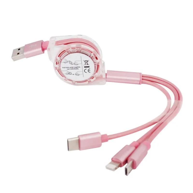 Hot Triple USB Cable Mobile Phone Charger Data communication Cable connector Type-C adapter for Apple Iphone Android power cable
Hot Triple USB Cable Mobile Phone Charger Data communication Cable connector Type-C adapter for Apple Iphone Android power cable