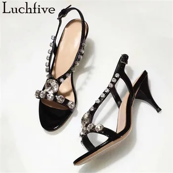 Rhinestone Ankle Buckle Strap Sandals Party Shoes Thin High Heels Open Toe Runaway Gladiator Stiletto Black Summer Shoes Woman
Rhinestone Ankle Buckle Strap Sandals Party Shoes Thin High Heels Open Toe Runaway Gladiator Stiletto Black Summer Shoes Woman