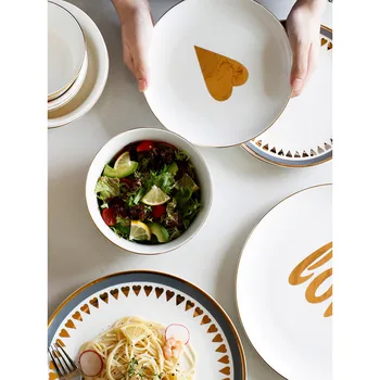 6.5 inch 845ml ceramic soup bowls gold line heart on glazed printed porcelain ramen bowl 10.5inch 8 inch round creative plates
6.5 inch 845ml ceramic soup bowls gold line heart on glazed printed porcelain ramen bowl 10.5inch 8 inch round creative plates