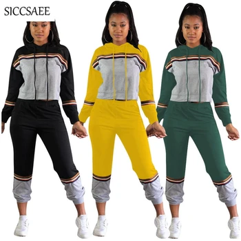 2018 Autumn Winter Sweat Suit Striped Patchwork Two Piece Set Loose Moleton Hoodies Long Pants Suits Casual Outfits Pullover
2018 Autumn Winter Sweat Suit Striped Patchwork Two Piece Set Loose Moleton Hoodies Long Pants Suits Casual Outfits Pullover