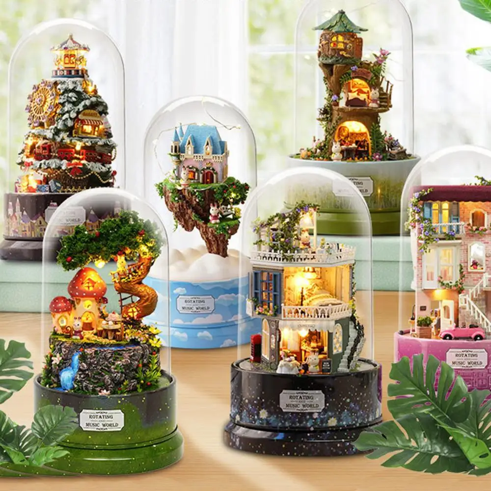 3D Cute Room DIY Dollhouse Miniature Model Wooden Mini House Toy Rotate Music and Light Box with Dust Cover Free Drop Shipping
3D Cute Room DIY Dollhouse Miniature Model Wooden Mini House Toy Rotate Music and Light Box with Dust Cover Free Drop Shipping
