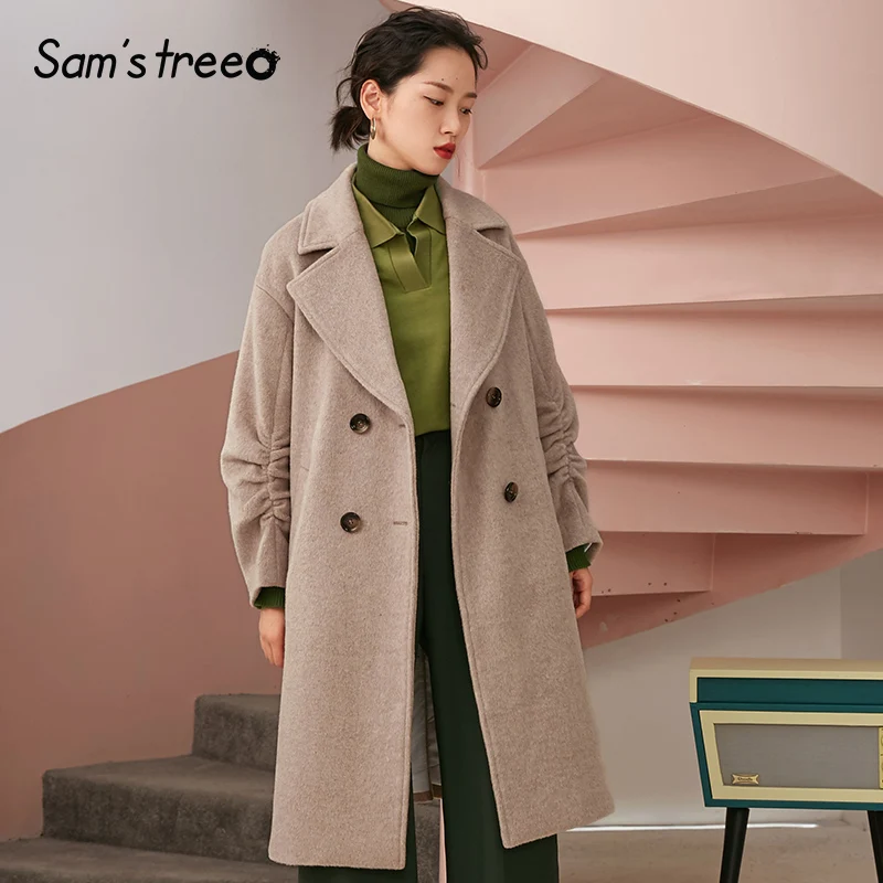 Samstree Solid Double Breasted Minimalist Style Wool Coat 2019 Winter Pure Ruched Sleeve Waterfall Ladies Outwear
Samstree Solid Double Breasted Minimalist Style Wool Coat 2019 Winter Pure Ruched Sleeve Waterfall Ladies Outwear