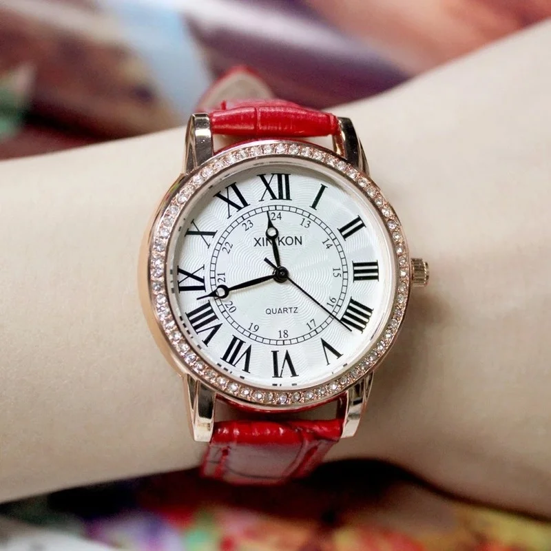 Popular fashion Korean Roman word trend with diamond belt female students watch high-grade female watch
Popular fashion Korean Roman word trend with diamond belt female students watch high-grade female watch
