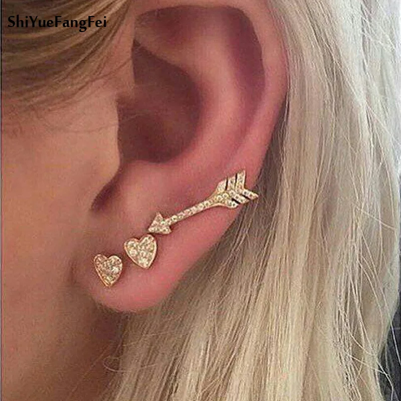 New 3Pcs/Set Gold Color Crystal Heart Stud Earring Set New Punk Arrow Brincos Bijoux For Women Mother Ear Jewelry Gift
New 3Pcs/Set Gold Color Crystal Heart Stud Earring Set New Punk Arrow Brincos Bijoux For Women Mother Ear Jewelry Gift