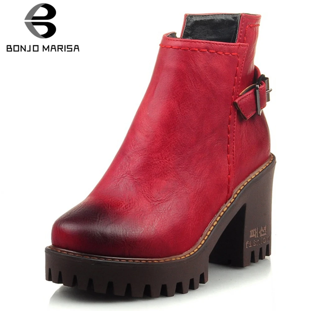 BONJOMARISA New Retro Old Style Motorcycle Boots Woman Platform High Heels Zipper Ankle Boots Woman Shoes Woman Large Size 32-43
BONJOMARISA New Retro Old Style Motorcycle Boots Woman Platform High Heels Zipper Ankle Boots Woman Shoes Woman Large Size 32-43