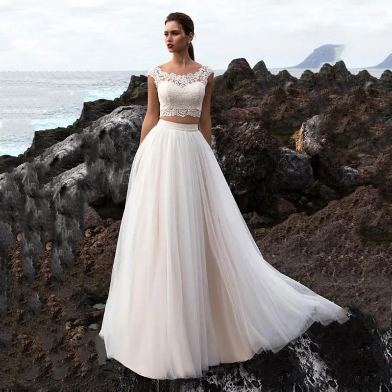 Eightree 2 Pieces A Line Wedding Dress Boho Bride Dress Customized Wedding Beach Lace Tulle Skirt Bridal Dresses Cap Sleeves
Eightree 2 Pieces A Line Wedding Dress Boho Bride Dress Customized Wedding Beach Lace Tulle Skirt Bridal Dresses Cap Sleeves