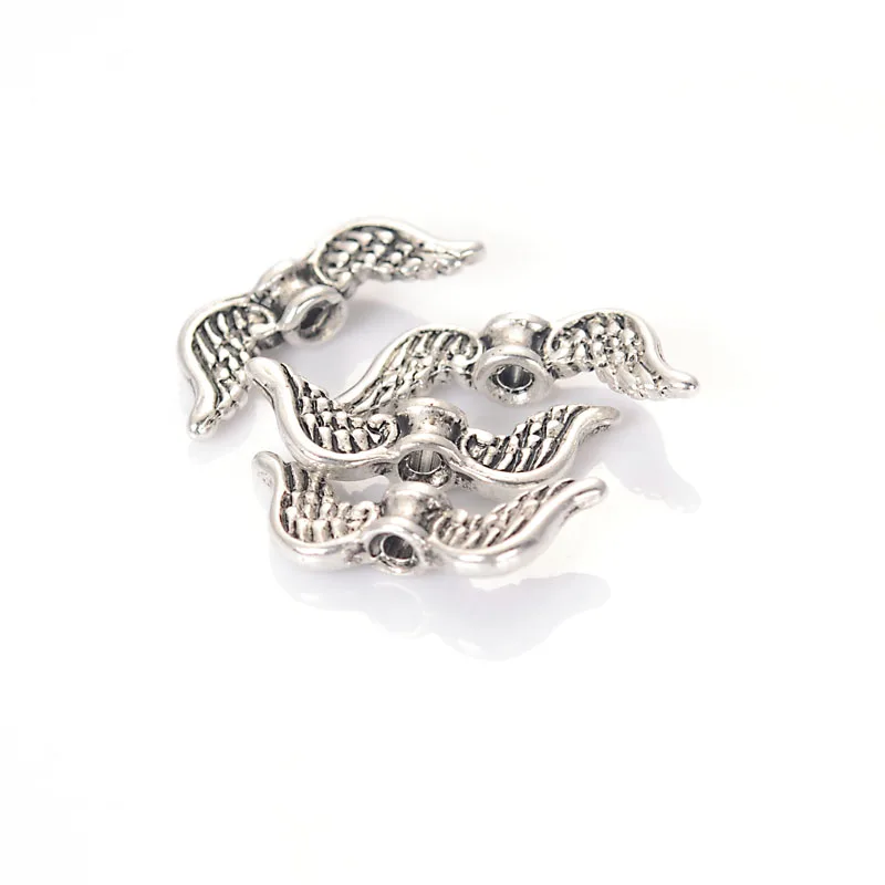 

Miasol 50 Pcs/Lot Antique Silver Color Angel Wing Charm Spacers Beads 20x8mm For Diy Jewelry Making Finding Accessories