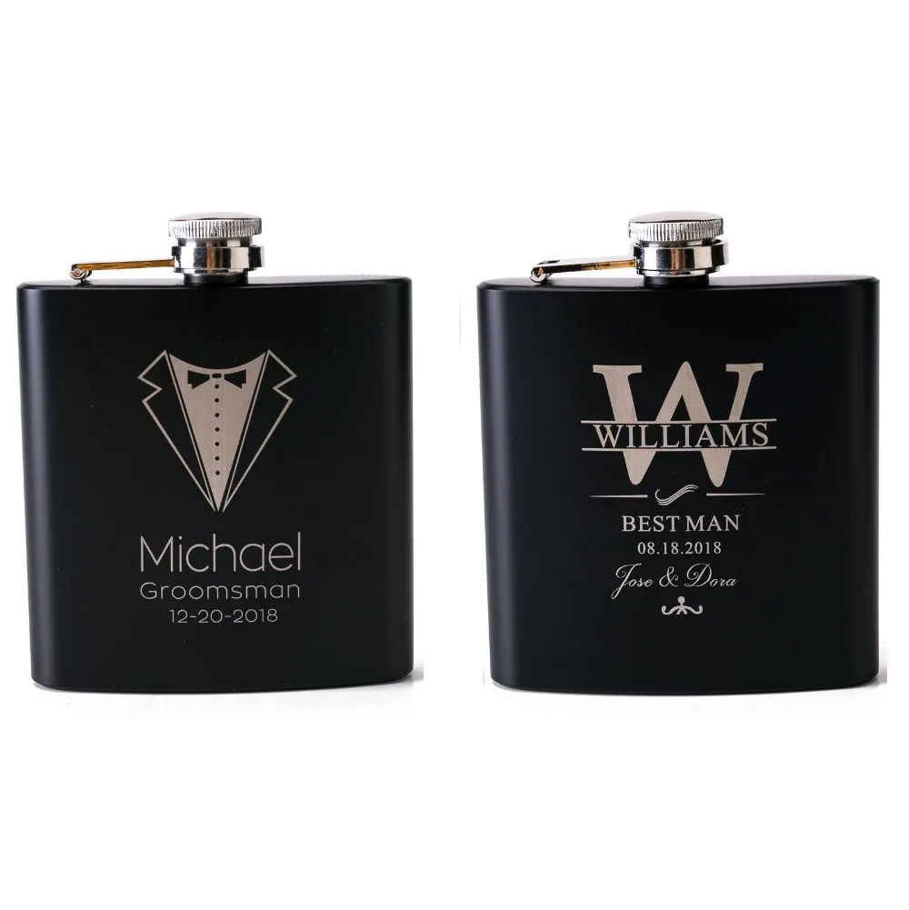 Personalized Engraved 6oz black stainless steel hip flask Wedding Favors Best Man gift Groom gift
Personalized Engraved 6oz black stainless steel hip flask Wedding Favors Best Man gift Groom gift