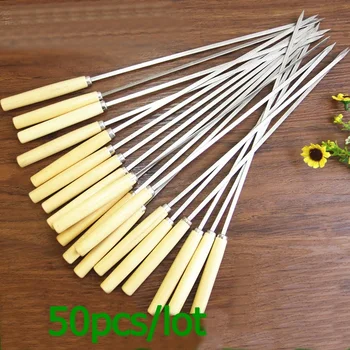 50PC/lot Outdoor Wood handle Metal Picnic BBQ Skewers Camping Barbecue Grilling Kabob Kebab Flat Skewers
50PC/lot Outdoor Wood handle Metal Picnic BBQ Skewers Camping Barbecue Grilling Kabob Kebab Flat Skewers