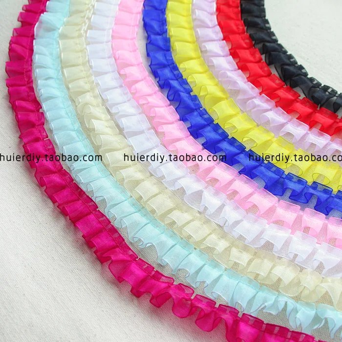 10yards/lot DIY lace trim multicolor organza ruffle organza lace fabric decoration clothing accessories 2cm wide
10yards/lot DIY lace trim multicolor organza ruffle organza lace fabric decoration clothing accessories 2cm wide