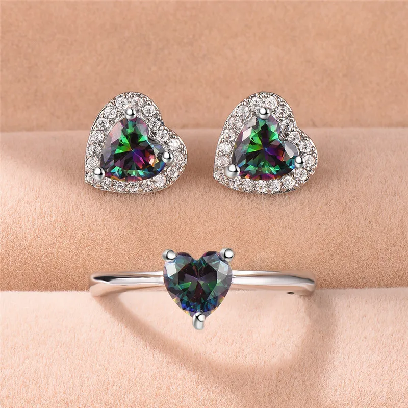 Korean Style Female Colorful Ring Earrings Jewelry Set Mystery Rainbow Heart Ring Stud Earrings Jewelry Sets For Women
Korean Style Female Colorful Ring Earrings Jewelry Set Mystery Rainbow Heart Ring Stud Earrings Jewelry Sets For Women