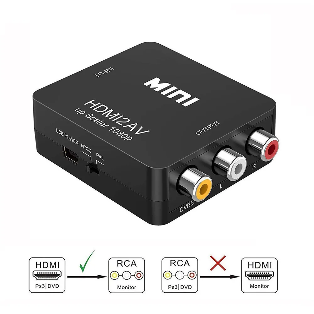 Zeadow HDMI в RCA 1080P AV 3RCA CVBS композитный видео аудио конвертер адаптер Поддержка PAL/NTSC с