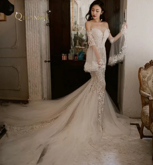 Custom Made Vintage Lace Mermaid Long Sleeves Wedding Dresses 2019 Sheer Romantic Wedding Gowns vestidos de noiva robe de mariee
Custom Made Vintage Lace Mermaid Long Sleeves Wedding Dresses 2019 Sheer Romantic Wedding Gowns vestidos de noiva robe de mariee