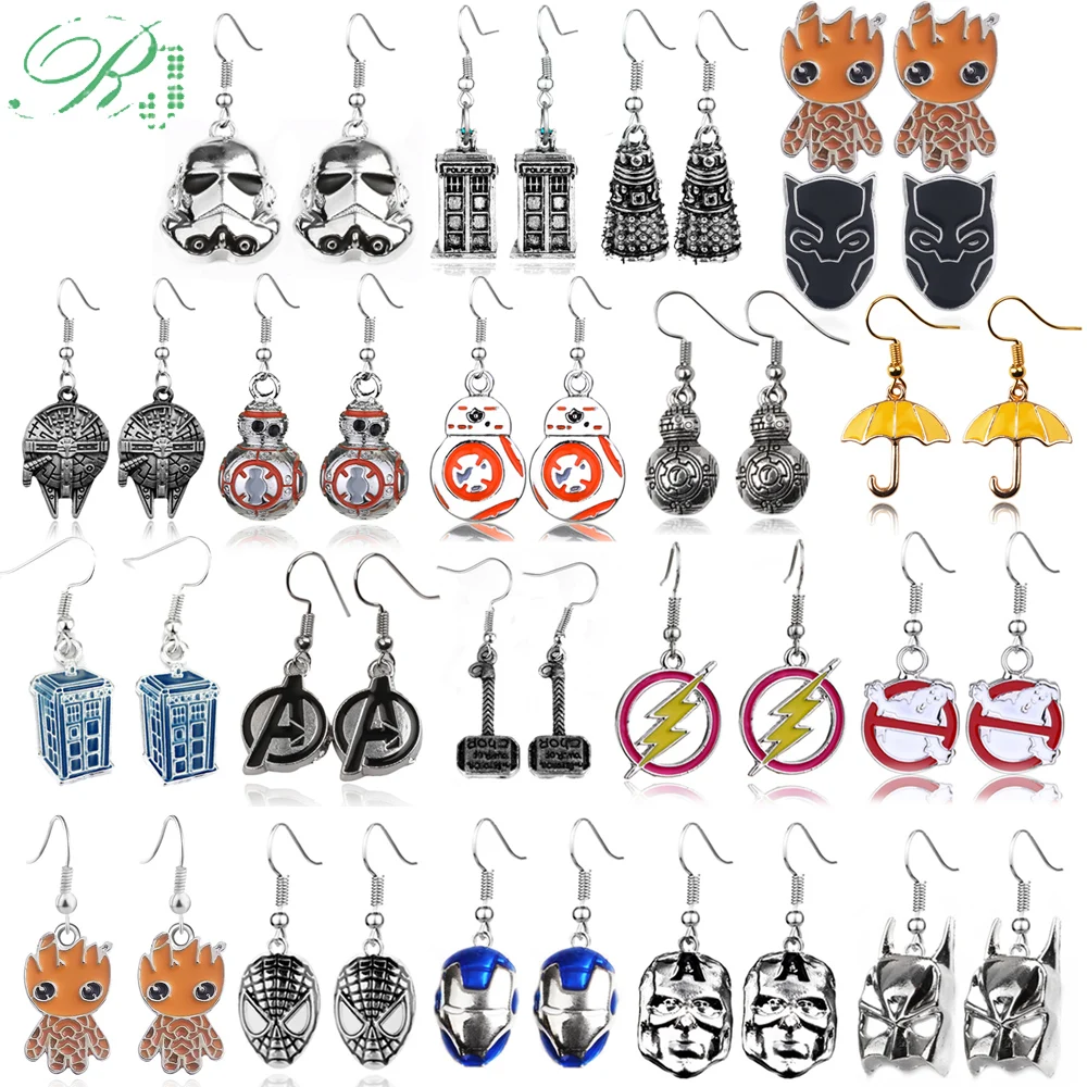 RJ 20Pcs Wholesales Avengers Earrings Doctor Who Star Wars BB8 Thor Flash Falcon Game Of Thrones Dragon Stud Earrings Jewelry
RJ 20Pcs Wholesales Avengers Earrings Doctor Who Star Wars BB8 Thor Flash Falcon Game Of Thrones Dragon Stud Earrings Jewelry