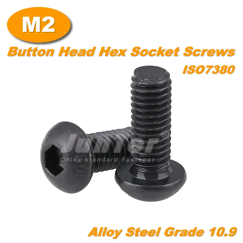 100pcs/lot M2(2mm) Black Alloy Steel Grade10.9 High Tensile Allen Bolts Button Head Socket Cap Screws Metric ISO7380
100pcs/lot M2(2mm) Black Alloy Steel Grade10.9 High Tensile Allen Bolts Button Head Socket Cap Screws Metric ISO7380