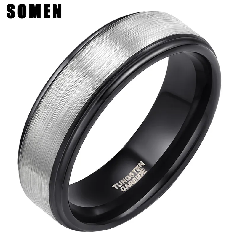 Somen 8MM Width Tungsten Brushed Black Silver Color Ring New Men's Fashion Design Wedding Ring Coussin Alliance Mariage
Somen 8MM Width Tungsten Brushed Black Silver Color Ring New Men's Fashion Design Wedding Ring Coussin Alliance Mariage