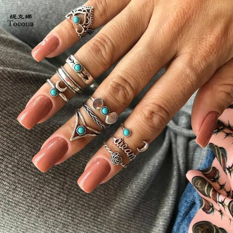 Tocona 10pcs/Set Vintage Antique Silver Flower Moon Crown Letter Finger Midi Knuckle Rings Set for Women Bohemia Jewelry 6425
Tocona 10pcs/Set Vintage Antique Silver Flower Moon Crown Letter Finger Midi Knuckle Rings Set for Women Bohemia Jewelry 6425