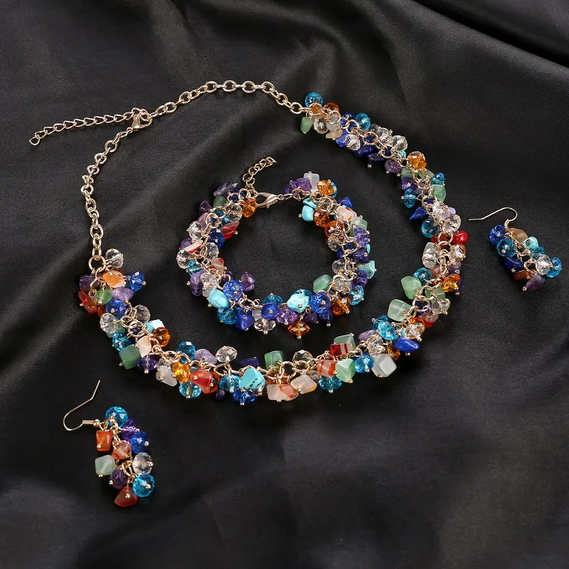 Colorful Natural Stone Necklace Bracelet African Beads Jewelry Sets Women Fashion Beaded Charm Bracelets Drop Earrings Set
Colorful Natural Stone Necklace Bracelet African Beads Jewelry Sets Women Fashion Beaded Charm Bracelets Drop Earrings Set