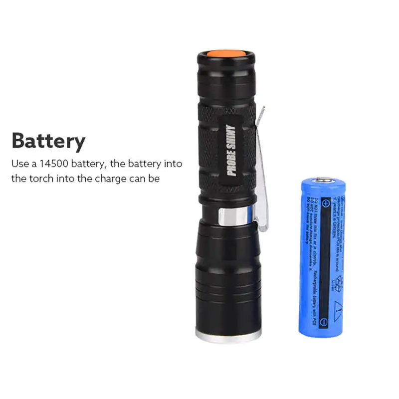 Multi Functional Mini Zoom Clip Flashlight Simple Coveient Structure Take Place powerful led flashlight rechargeable #4A29 (2)