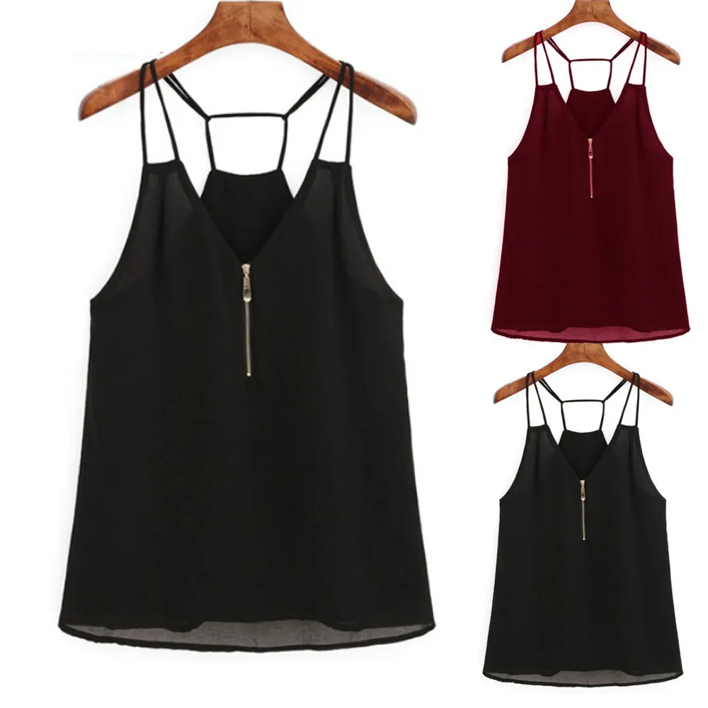 2018 New Summer Autumn Bustier Red Black Tank Top Women Fashion Sling V-Neck Zipper Sleeveless Sexy Backless Chiffon Tank Tops
2018 New Summer Autumn Bustier Red Black Tank Top Women Fashion Sling V-Neck Zipper Sleeveless Sexy Backless Chiffon Tank Tops