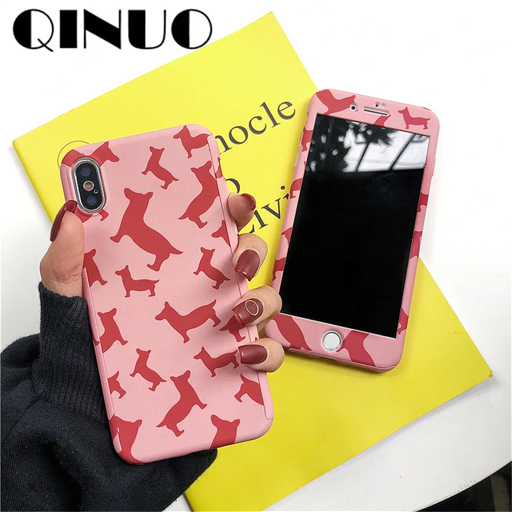 360 Degree Full protective Case For iPhone 6 7 8 Plus X XS Max XR Full Cover Girl Tempered Glass Pink Dog Telefon kilifi Funda
360 Degree Full protective Case For iPhone 6 7 8 Plus X XS Max XR Full Cover Girl Tempered Glass Pink Dog Telefon kilifi Funda