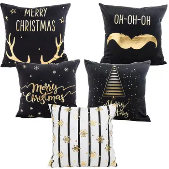 RIANCY Bronzing Cushion Cover Pillowcase Christmas Printed Cotton Polyester Black and White Sofa Decorative Pillow Cover 40526-1
RIANCY Bronzing Cushion Cover Pillowcase Christmas Printed Cotton Polyester Black and White Sofa Decorative Pillow Cover 40526-1