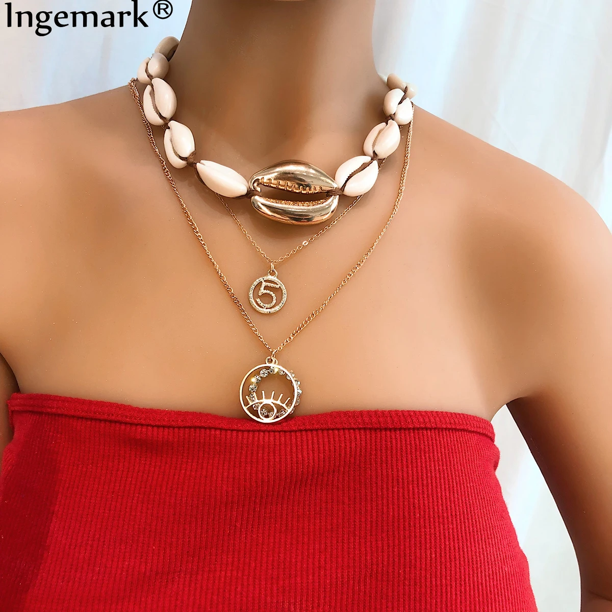 Ingemark Bohemian Natural Sea Shell Cowrie Necklace Choker Rope Chain Multi Layer Crystal Carved Coin Pendant Necklace for Women
Ingemark Bohemian Natural Sea Shell Cowrie Necklace Choker Rope Chain Multi Layer Crystal Carved Coin Pendant Necklace for Women