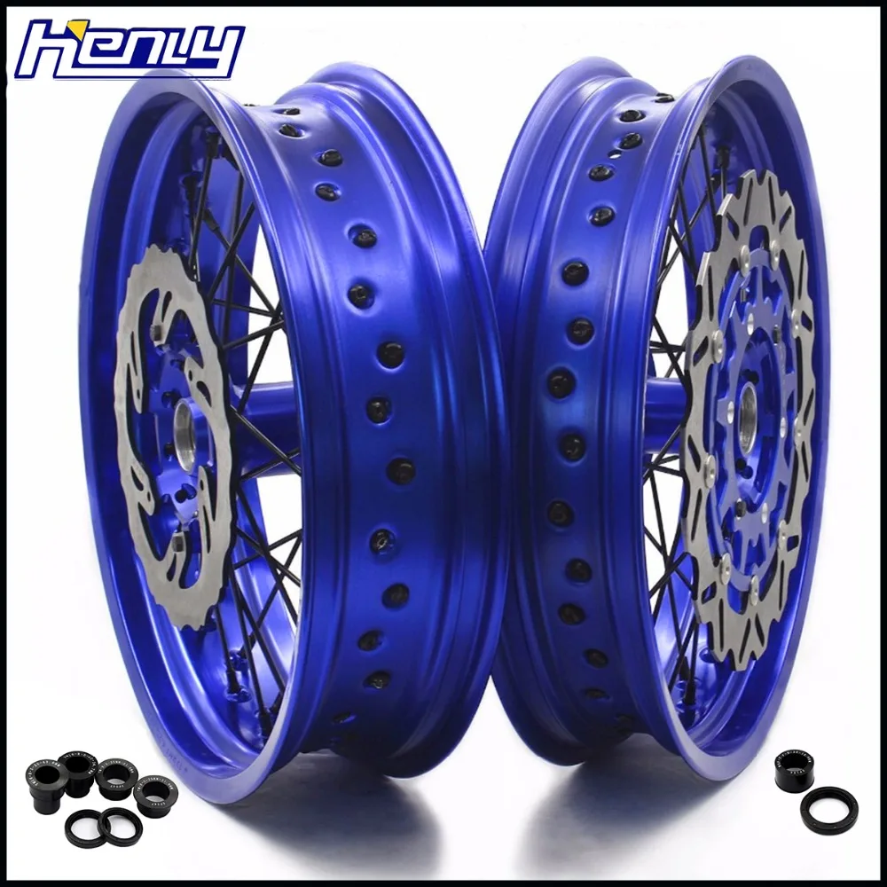 3.5/5.0 Complete Supermoto Spoked Wheels Rim Set For YAMAHA WR250F 2001-2018 WR450F 2003-2018 Supermotard Blue Black Spokes
3.5/5.0 Complete Supermoto Spoked Wheels Rim Set For YAMAHA WR250F 2001-2018 WR450F 2003-2018 Supermotard Blue Black Spokes