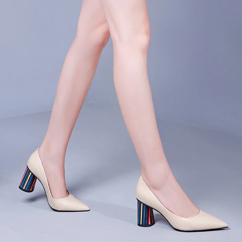Women summer high heels shoes point toe sexy genuine leather spring pumps slipon heels shoes black thick heel woman shoes 2019
Women summer high heels shoes point toe sexy genuine leather spring pumps slipon heels shoes black thick heel woman shoes 2019
