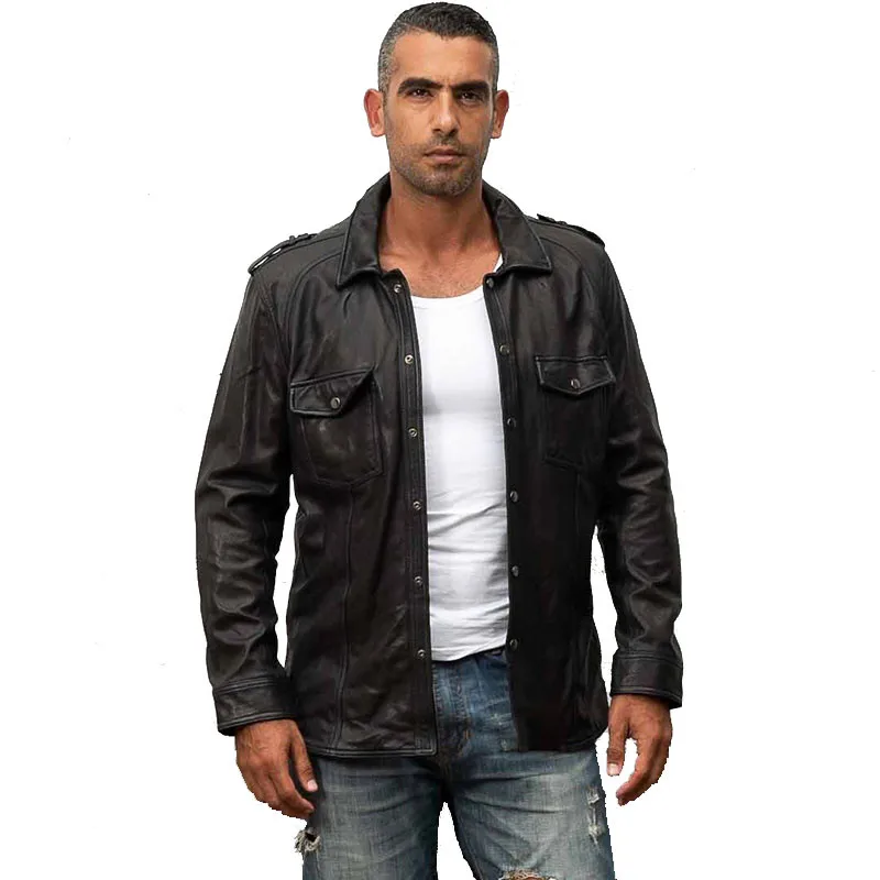 HARLEY DAMSON Black Men Slim Fit Casual Leather Shirt Plus Size 4XL Genuine Thin Sheepskin Russian Spring Fashion Leather Coat
HARLEY DAMSON Black Men Slim Fit Casual Leather Shirt Plus Size 4XL Genuine Thin Sheepskin Russian Spring Fashion Leather Coat