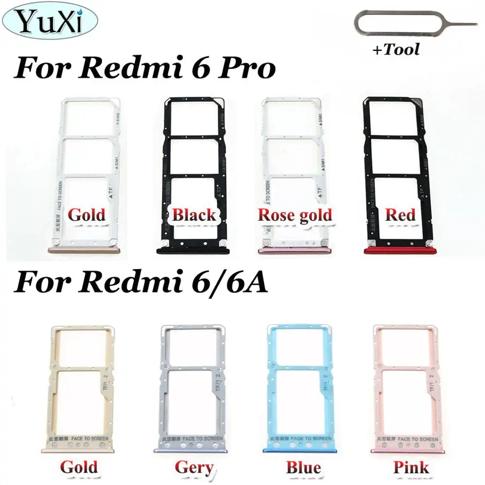 YuXi Sim Cards Adapters For Xiaomi Redmi 6 Pro / 6 6A SIM Card Tray Socket Slot Holder Phone Replacement Housing Parts with Tool
YuXi Sim Cards Adapters For Xiaomi Redmi 6 Pro / 6 6A SIM Card Tray Socket Slot Holder Phone Replacement Housing Parts with Tool