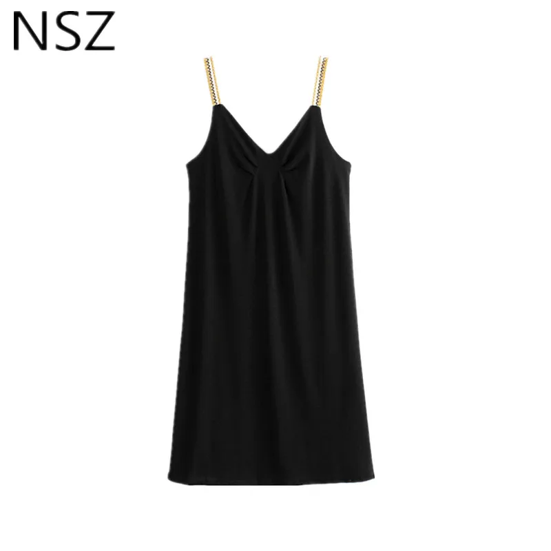 NSZ Women Black Spaghetti Strap Dress Summer Cotton Straight Sleeveless Knee-Length Sling Dresses Backless Sun Tank Dresses
NSZ Women Black Spaghetti Strap Dress Summer Cotton Straight Sleeveless Knee-Length Sling Dresses Backless Sun Tank Dresses