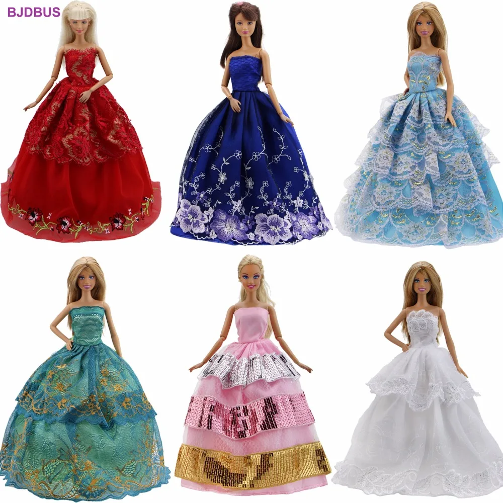 Lot 15 Pcs = 10 Pairs Of Shoes & 5 Wedding Dress Party Gown Princess Cute Outfit Clothes For Barbie Doll Girls' Gift Random Pick 12
