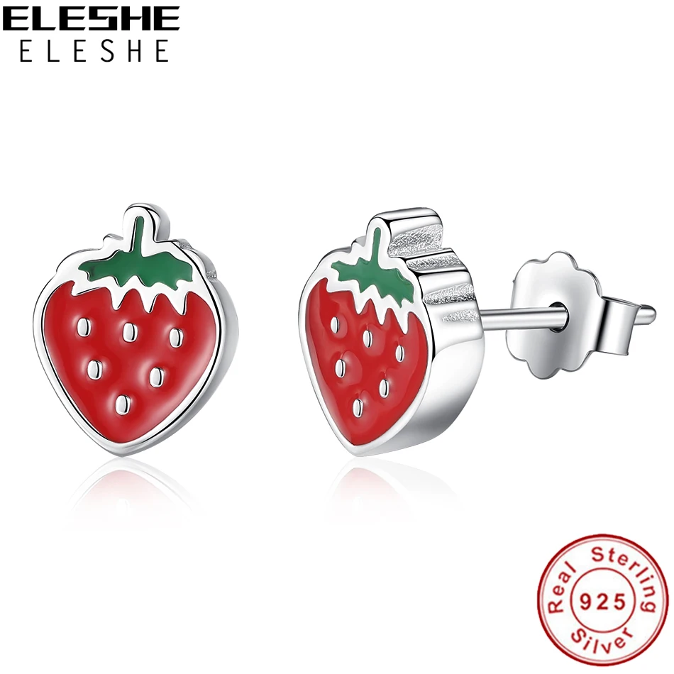 ELESHE Lovely Red Enamel Fruit Strawberry Small Earrings 925 Sterling Silver Stud Earrings for Women Girl Birthday Jewelry Gift
ELESHE Lovely Red Enamel Fruit Strawberry Small Earrings 925 Sterling Silver Stud Earrings for Women Girl Birthday Jewelry Gift