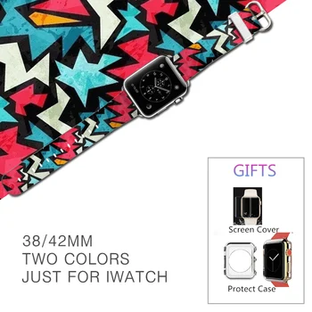 Graffiti Genuine Leather Watchband Woman 38MM 42MM For Iwatch 22 24mm Strap for Apple Watch for Gear S3 Painting Bracelet Splice
Graffiti Genuine Leather Watchband Woman 38MM 42MM For Iwatch 22 24mm Strap for Apple Watch for Gear S3 Painting Bracelet Splice