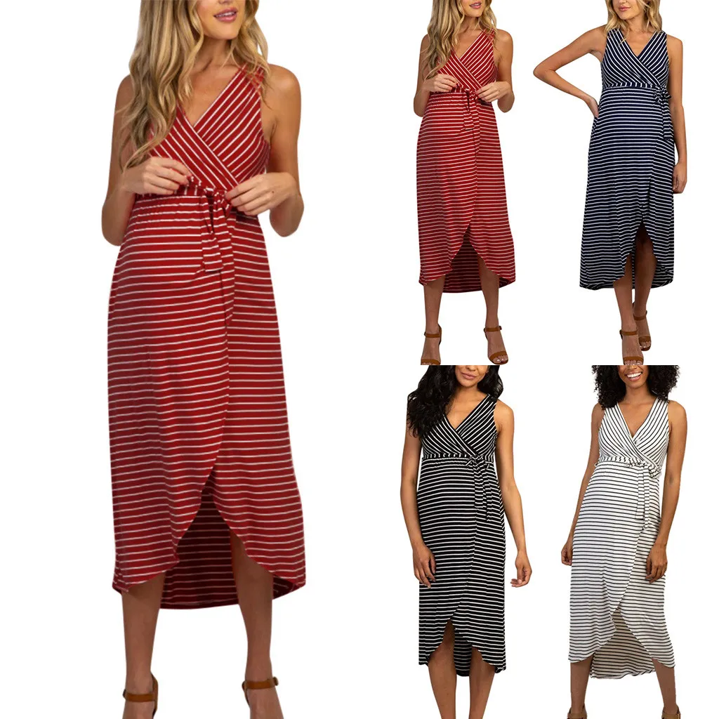 2019 Maternity Long Dresses Women Striped Sleeveless V-Neck Summer Dress Ropa Premama Props Soft Clothes For Pregnant Women
2019 Maternity Long Dresses Women Striped Sleeveless V-Neck Summer Dress Ropa Premama Props Soft Clothes For Pregnant Women