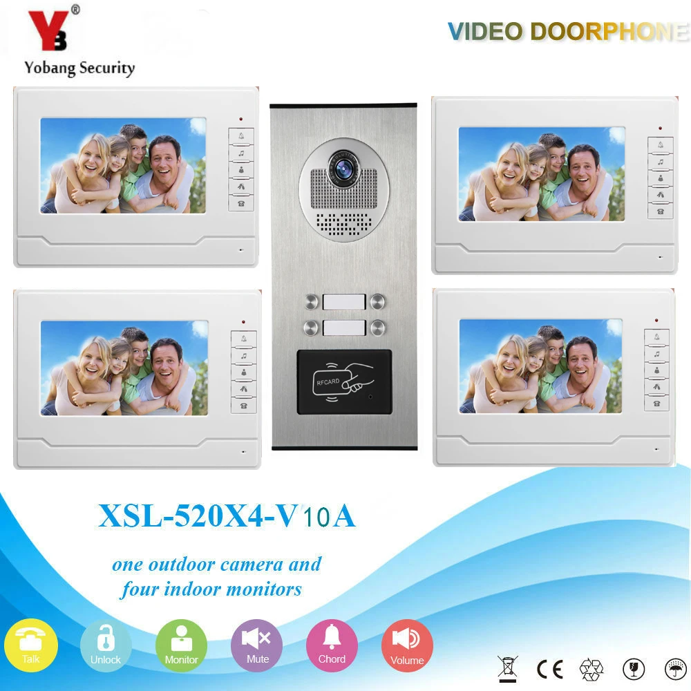 YobangSecurity 4 Unit Apartment RFID Access Control Video Intercom 7"Inch Wired Video Door Phone Doorbell Intercom Camera System
YobangSecurity 4 Unit Apartment RFID Access Control Video Intercom 7"Inch Wired Video Door Phone Doorbell Intercom Camera System