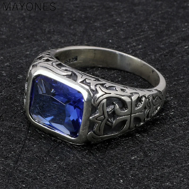 100% Real 925 Sterling Silver Rings For Men Blue Natural Crystal Stone Mens Ring Vintage Hollow Engraved Flower Fine Jewelry
100% Real 925 Sterling Silver Rings For Men Blue Natural Crystal Stone Mens Ring Vintage Hollow Engraved Flower Fine Jewelry