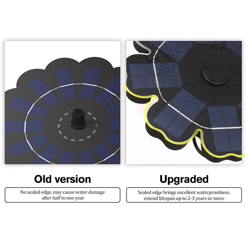 Petal Fountain Solar Pump Round Floating Fountain Bird Bath Garden Decoration Petal Fountain #4L16 (10)