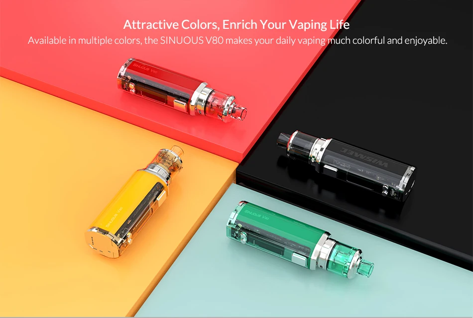 Original WISMEC SINUOUS V80 Kit with Amor NSE Tank 80w 3ml WS04 MTL 1.3ohm /WS-M 0.27ohm Coil head E-Cigarette vape kit