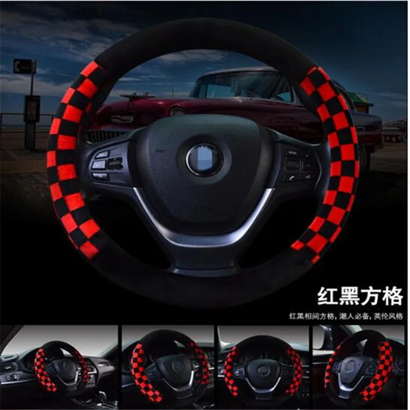 Comfortable Soft 3 Colors Flocking font b Car b font Steering Wheel Cover Women s 38cm