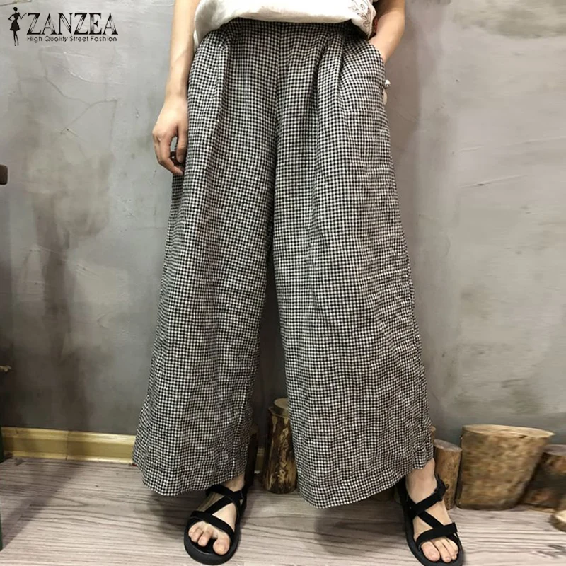 ZANZEA 2019 Autumn Fashion Wide Leg Pants Women Casual Plaid Check Long Trousers Long Pantalon Femme Streetwear Plus Size
ZANZEA 2019 Autumn Fashion Wide Leg Pants Women Casual Plaid Check Long Trousers Long Pantalon Femme Streetwear Plus Size