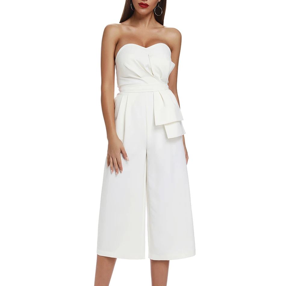 Newest Celebrity Party Jumpsuit Women White Sleeveless Strapless Sashes Sexy NightClub Calf-Length Pants Jumpsuit Women Vestidos
Newest Celebrity Party Jumpsuit Women White Sleeveless Strapless Sashes Sexy NightClub Calf-Length Pants Jumpsuit Women Vestidos