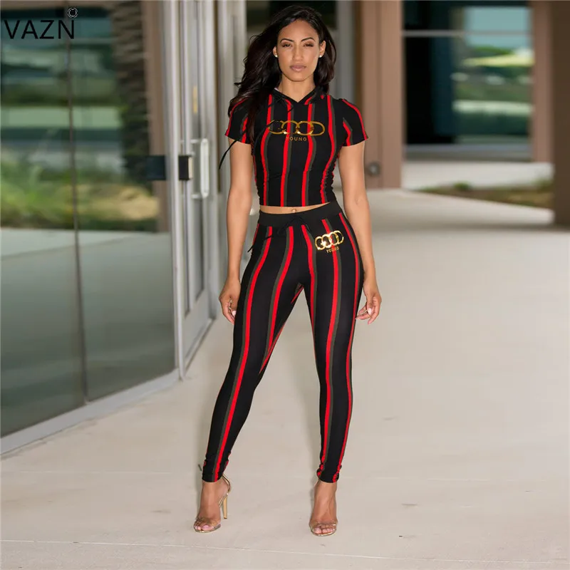 VAZN 2019 Hot New Sexy Design 2 Piece Women Set Striped Hooded Short Sleeve Full Length Women Elasticity Tracksuits Set MNL960
VAZN 2019 Hot New Sexy Design 2 Piece Women Set Striped Hooded Short Sleeve Full Length Women Elasticity Tracksuits Set MNL960