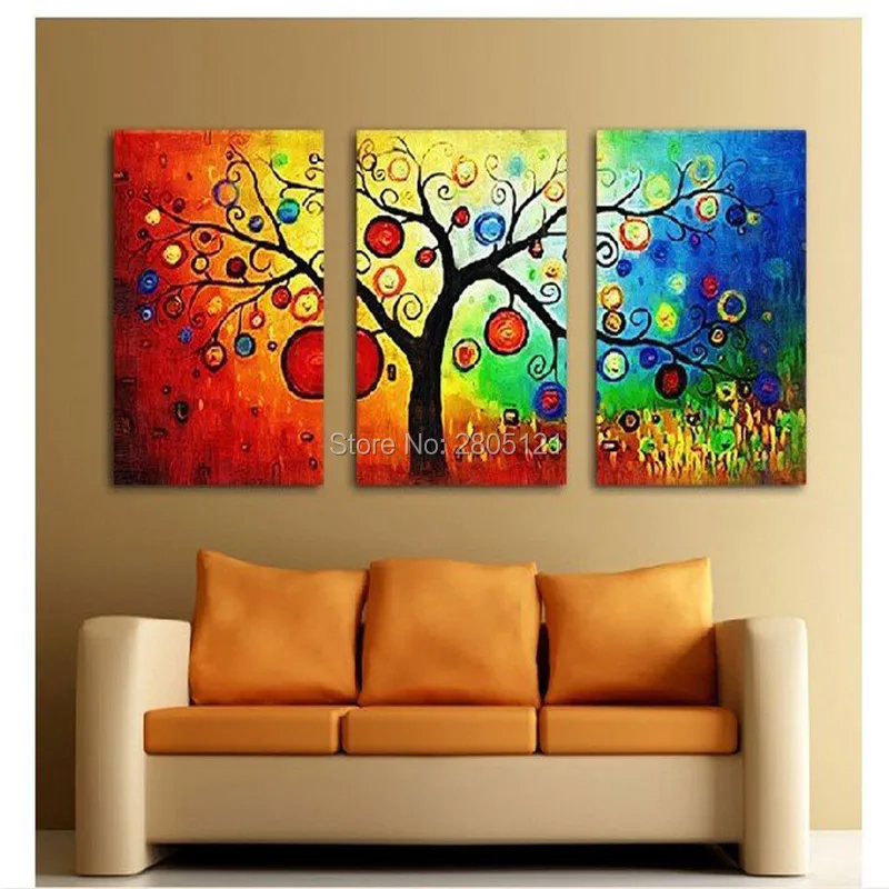 Ручная роспись дешевая раскраска яблоко дерево красочное Дерево жизни холст