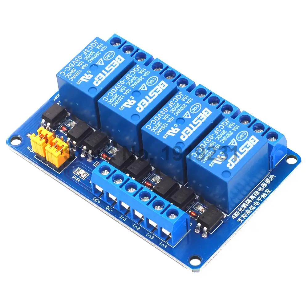 

1PCS 3.3V 4 Channel Relay Module High and low Level Trigger Dual Optocoupler Isolation 3.3V Relay Module