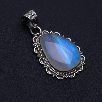 Natural Rainbow Moonstone Punk Style 925 Sterling Silver Pendant 1 1/2" P0042
Natural Rainbow Moonstone Punk Style 925 Sterling Silver Pendant 1 1/2" P0042