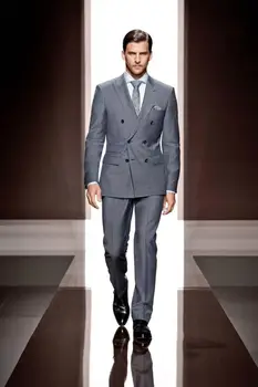Fashion Gray Double Breasted Groom Tuxedos Slim Fit Custom Made Mens Wedding Suits Italian Style Man Suit(Jacket+Pants)terno
Fashion Gray Double Breasted Groom Tuxedos Slim Fit Custom Made Mens Wedding Suits Italian Style Man Suit(Jacket+Pants)terno