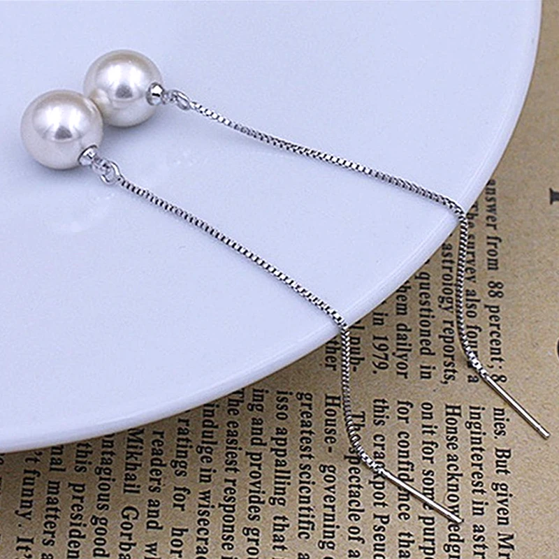 Korean Simple Simulated Pearl Long Dangle Earrings Ear Jewelry Silver Color Charm Chain Drop Earrings for Women Hanging Brincos
Korean Simple Simulated Pearl Long Dangle Earrings Ear Jewelry Silver Color Charm Chain Drop Earrings for Women Hanging Brincos