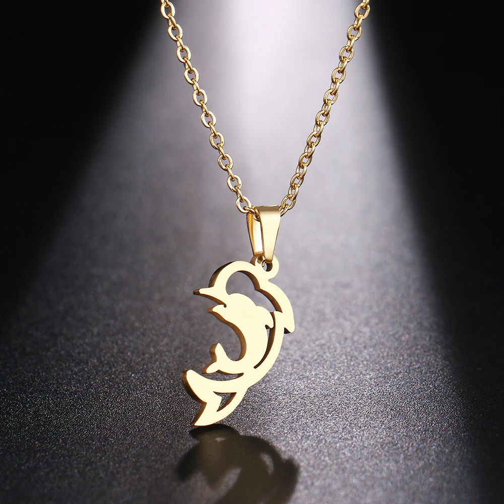 DOTIFI Stainless Steel Necklace For Women Man Jumping Dolphin Gold And Silver Color Pendant Necklace Engagement Jewelry
DOTIFI Stainless Steel Necklace For Women Man Jumping Dolphin Gold And Silver Color Pendant Necklace Engagement Jewelry